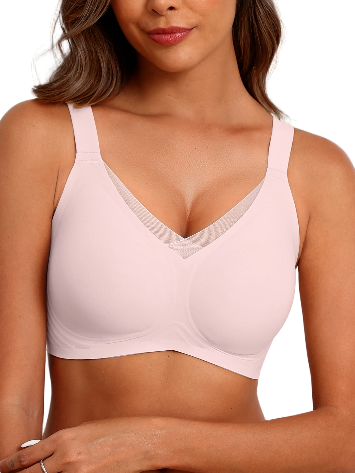 DUMUIELD 3pc Womens Wireless Bras Thin Cups Comfortable Bralette Supportive Tshirt Bra No Underwire Seamless Push Up Everyday Bras White L - View #6