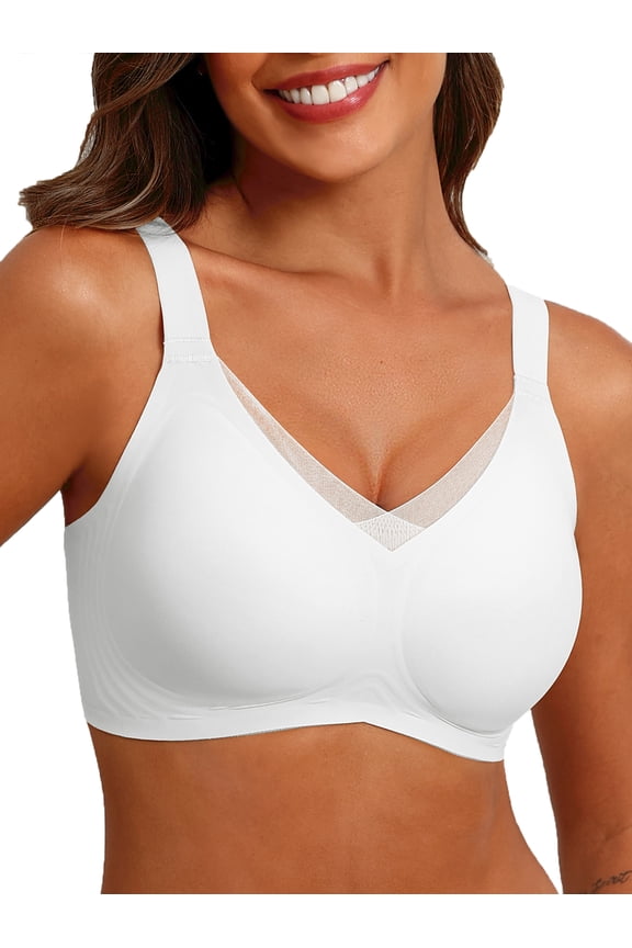 Womens Wireless Bras V Mesh Comfortable Bralette Supportive Tshirt Bra No Underwire Seamless Push Up