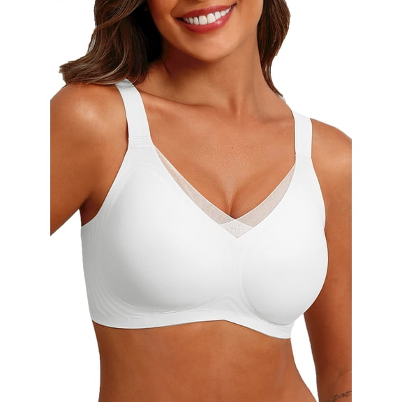 MINTREUS Womens Wireless Bras V Mesh Comfortable Bralette Supportive Tshirt Bra No Underwire Seamless Push Up