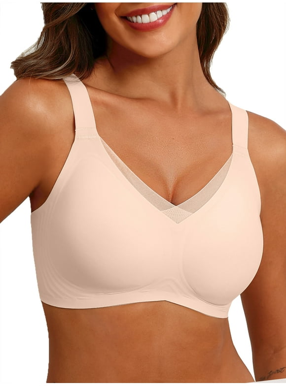 MINTREUS Womens Wireless Bras V Mesh Comfortable Bralette Supportive Tshirt Bra No Underwire Seamless Push Up