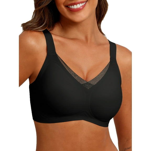 MINTREUS Womens Wireless Bras V Mesh Comfortable Bralette Supportive Tshirt Bra No Underwire Seamless Push Up