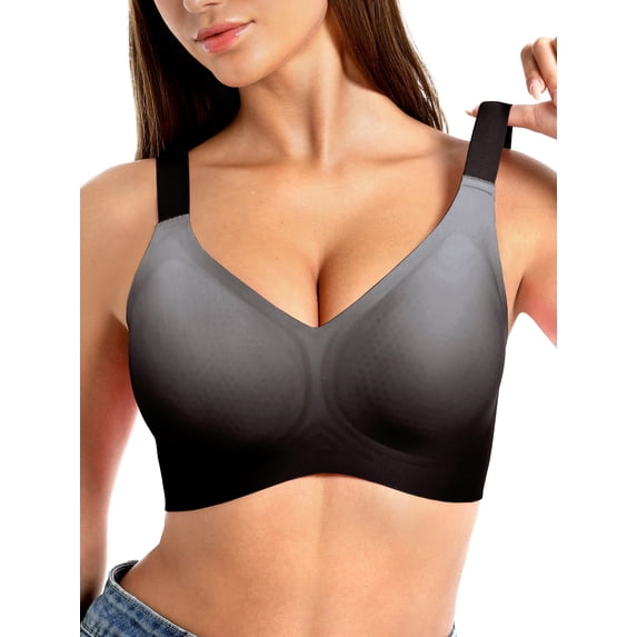 MINTREUS Womens Wireless Comfortable Bra Supportive No Underwire Bras Honeycomb Breathable Cup Push Up Bra Sports Bras