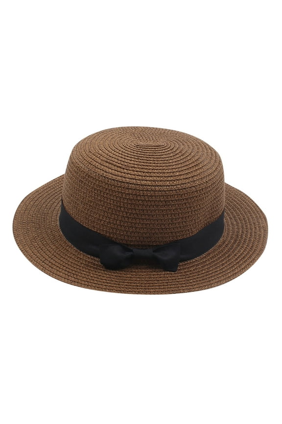 Sun Hat, Boater Hat Kids Girls Boys Infant Summer Fedora Hat Wide Brim Floppy Beach Sun Cap Visor Hat, Sun Hats for Women Coffee