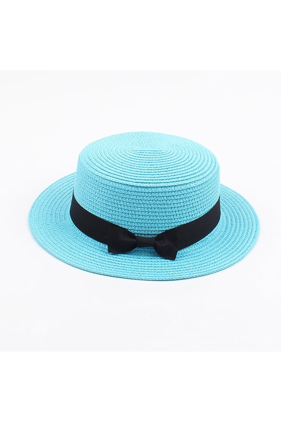 Sun Hat, Boater Hat Kids Girls Boys Infant Summer Fedora Hat Wide Brim Floppy Beach Sun Cap Visor Hat, Sun Hats for Women Sky Blue