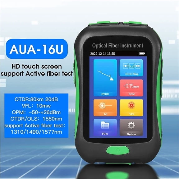 MINi OTDR AUA-16U/A 80KM Active Fiber Live Test 1550nm 20dB Fiber Optic Reflectometer Touch Screen VFL OLS OPM ,Precision Tool