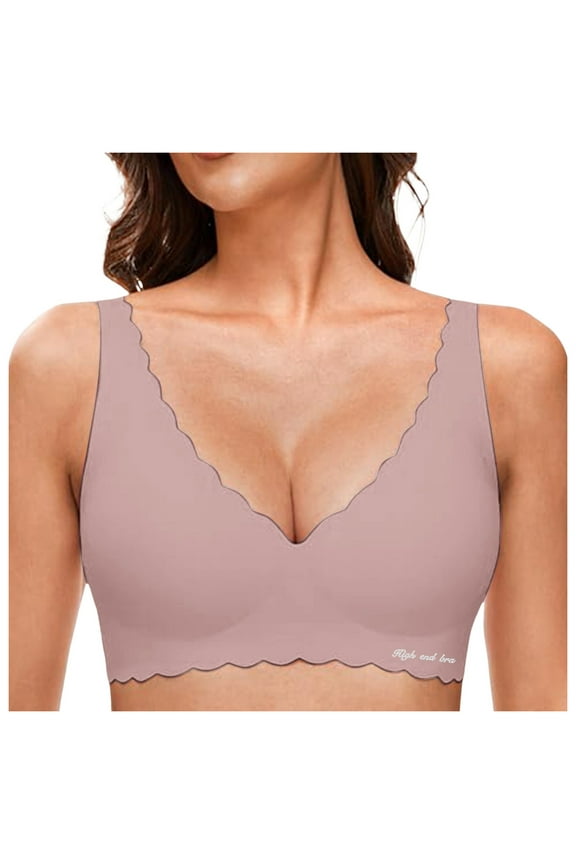 Comfortable Wireless Bralettes Deep V Petal Bras for Women Soft Seamless No Underwire Design for Everyday Wear Relaxation and Style Pink,M