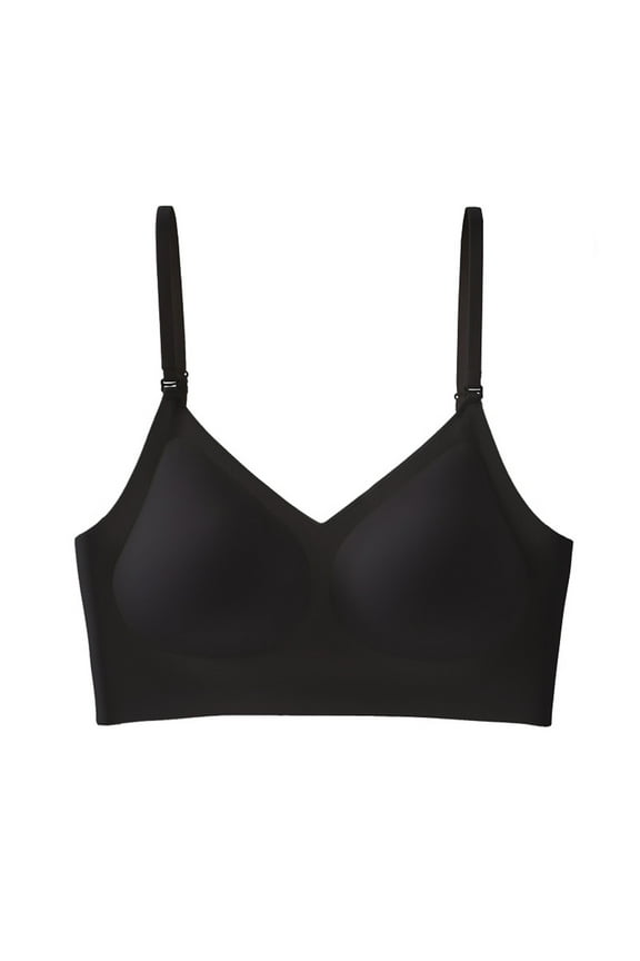 Low Back Bra for Women Wirefree Seamless Backless Multiway Straps Convertible Bra with Removable Padding for Comfort Black,S