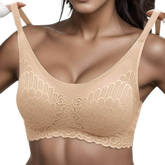 AWZXDE Stylish Bra Woman Lace Thin Underwear Transparent Bras Lingerie Bralette for Ladies Comfortable Fashionable Sleepwear Khaki,M