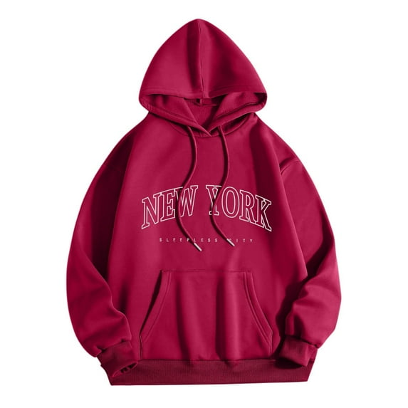 AWZXDE Women's Casual Fashion Loose Fit Hoodie Sweatshirt with Pockets & Letter Print, Sporty Pullover for Ladies ,S