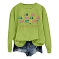 thumbnail image 1 of AWZXDE Women's Casual Lettered Print Pullover - Loose Fit Comfy Long Sleeve Sweatshirt for Relaxed Style Green,XXL, 1 of 5