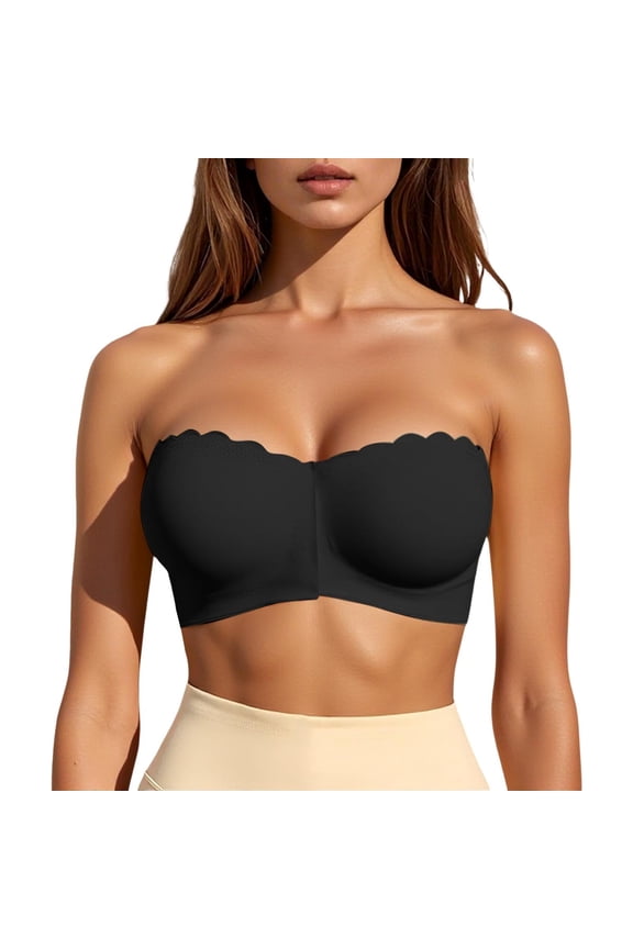 Women's Comfortable Transparent Bra with Cordless Design Backless and Spongeless Featuring Convertible Shoulder Straps for Comfort and Style Black,XL