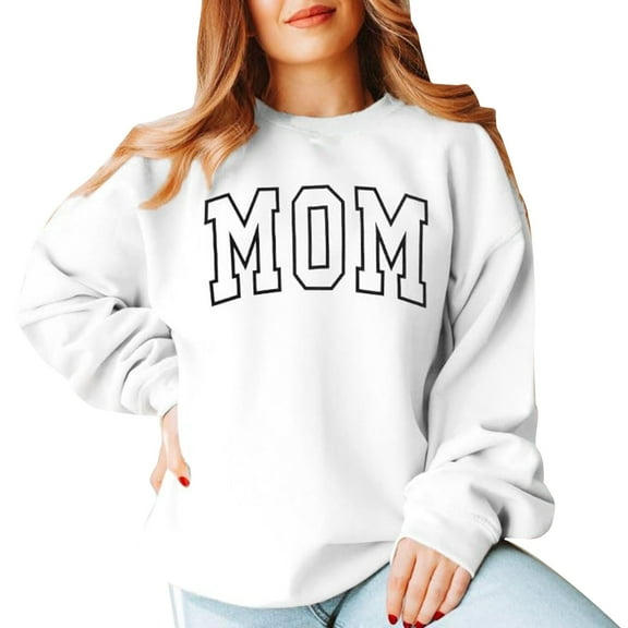AWZXDE Women's Oversized Letter Print Round Neck Pullover - Casual Loose Fit Sweatshirt for Comfort & Style White,XL