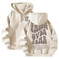 thumbnail image 1 of AWZXDE Women's Unisex Street Style Oversized Zip-Up Hoodie with Letter Print, Casual Loose Fit Sports Sweatshirt Beige,XL, 1 of 4