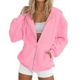 thumbnail image 1 of AWZXDE Women's Zip Up Hoodie Casual Long Sleeve Pullover with Pocket - Soft Solid Color Lightweight Streetwear LoungewearPK1,M, 1 of 4
