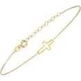 thumbnail image 1 of MIONZA Cross Bracelet for Women, Horizontal Cross Bracelet - Adjustable - 14K Solid Gold, 1 of 5
