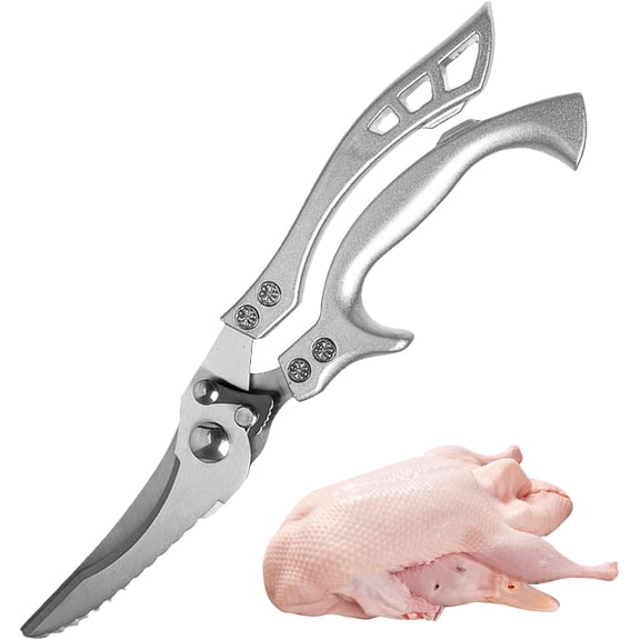 MIORA Heavy Duty Kitchen Scissors, Stainless Steel Chicken Bone Poultry Shears with Safety Lock, Anti-Slip, Light Weight Household Necessity All-Purpose Shears for Chicken Bone Cutting