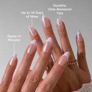 MIORA Medium Almond Press On Nails, French Chrome, White French Tip, 30 Count