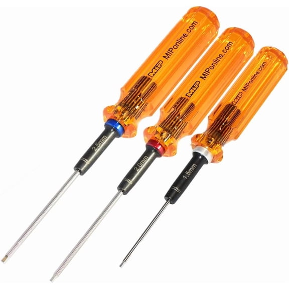 MIP 9602 3-Piece RC Hex Screwdriver Set (1.5mm, 2.0mm, 2.5mm) – Precision Hex Allen Wrenches for RC Cars, Drones, Boats, Helicopters – RC Repair Tool Kit – Made in USA