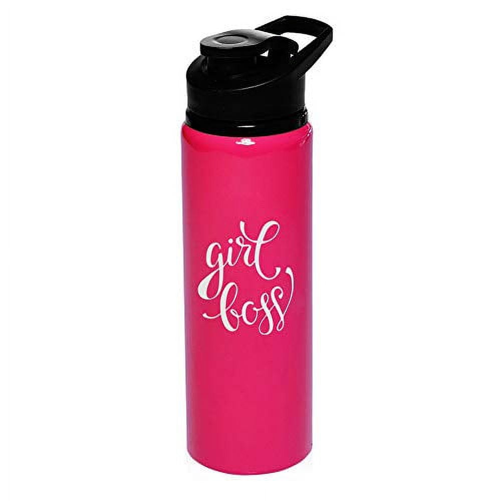 MIP Brand 25 oz Aluminum Sports Water Travel Bottle Girl Boss (Hot-Pink)