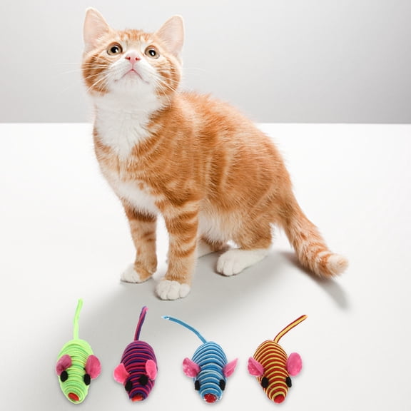 MIPCASE 12Pcs Cat Elastic Mouse Assorted Color Funny Indoor Play Props