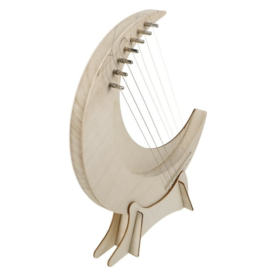 MIPCASE Beginner Friendly 7-Tone Lyre Harp Beige Wood and Metal for Home