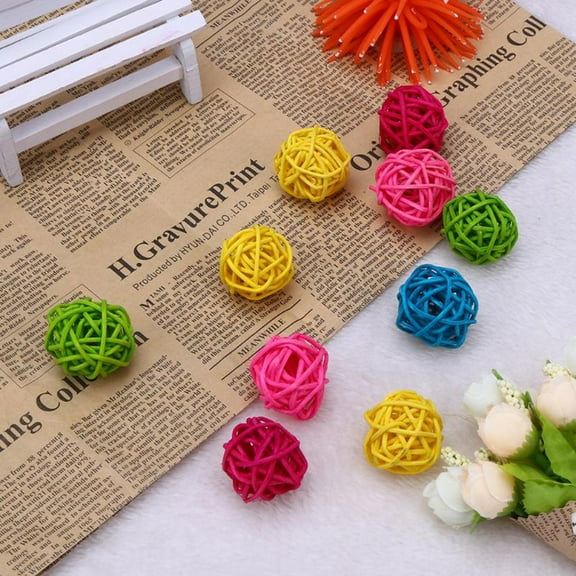 MIPCASE Durable Rattan Bird Toy for Pet Use Assorted Color 10Pcs Natural Chew Balls for Parakeets Cockatiels