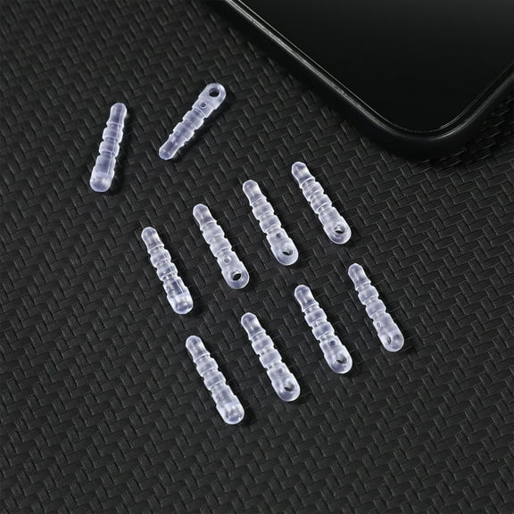 MIPCASE 100Pcs Clear Dust Plug Charm for Headphone Jack with Hanging Hole for Cell Phone