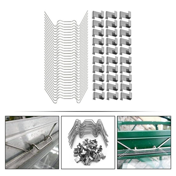 MIPCASE 100Pcs Stainless Steel Greenhouse Pane Fixing Clips Smooth Polished W Type Glazing Clips