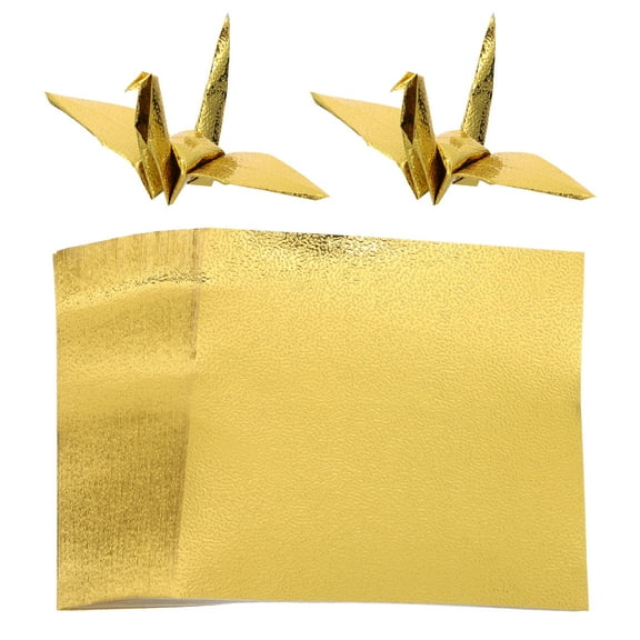 MIPCASE 100Pcs Golden Origami Paper Sheets for DIY Crafts Durable Foldable Handicraft Paper