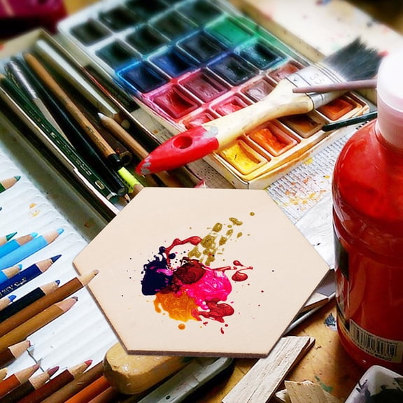 MIPCASE 100Pcs Multipurpose Wooden Hexagon Shape Cutout for Painting and Craft Projects