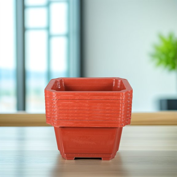 MIPCASE 10Pcs Dark Red Plastic Household Flowerpot for Ferns Succulents and Bonsai Plant Storage