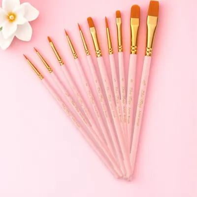 MIPCASE 10pcs Detail Paint Brush Set Pink for Artist Grade Watercolors Paint Set for Painting Sessions Back to School