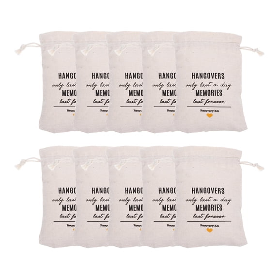 MIPCASE 10Pcs Bachelorette Party Drawstring Bags White for Wedding Favors and Bridal Emergency Kit