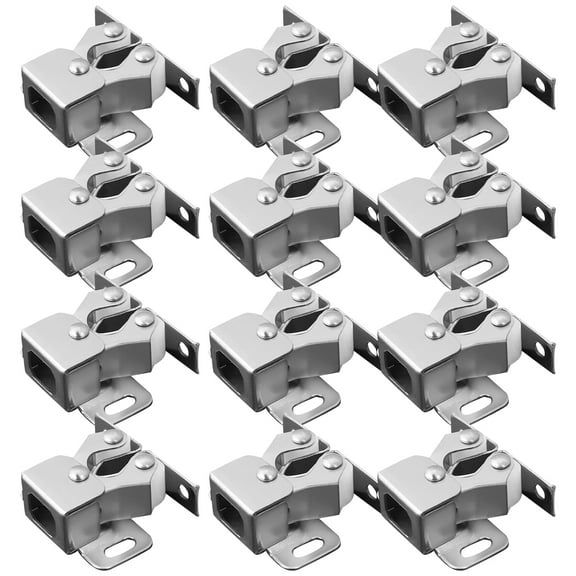 MIPCASE 12Pcs Silver Stainless Steel Roller Catch Cabinet Door Latches Catches Double Roller Design Hardware