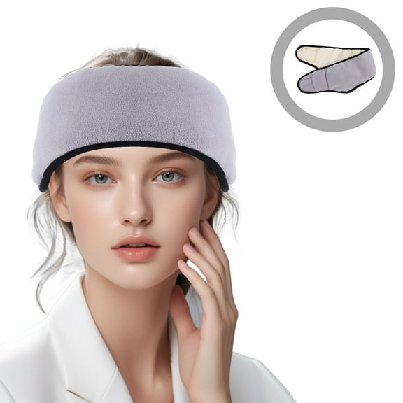 MIPCASE 1Pack Grey Polyester Fleece Sleep Mask Ear Muffs Adjustable Strap for Windproof Warmth and Noise Reduction