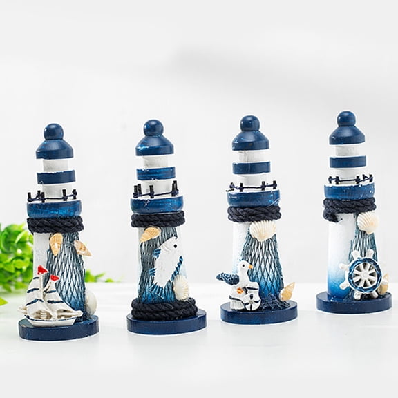MIPCASE 1Pack Miniature Lighthouse Figurines Nautical Themed Gifts Wood Decoration Multi