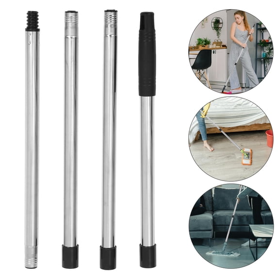 MIPCASE Black Stainless Steel Adjustable Mop Handle with Threaded End for Versatile Cleaning Tools and Household Use