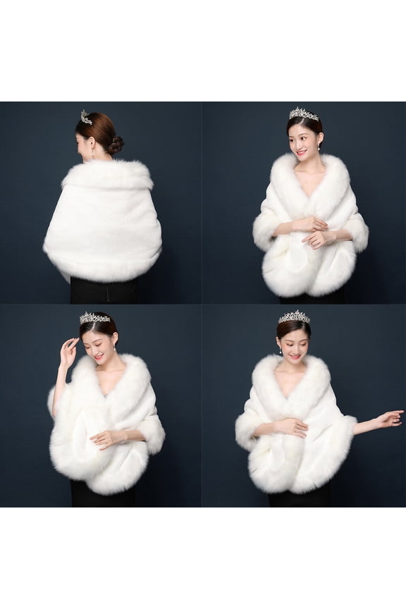 Shawl Wrap Wedding Evening Cape for Women White 1Pack