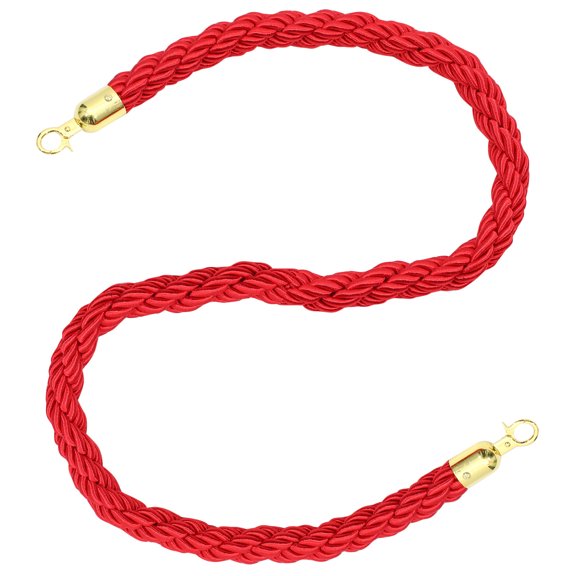 MIPCASE Red Queue Barrier Rope with Metal Hooks for Stanchion and Crowd Management