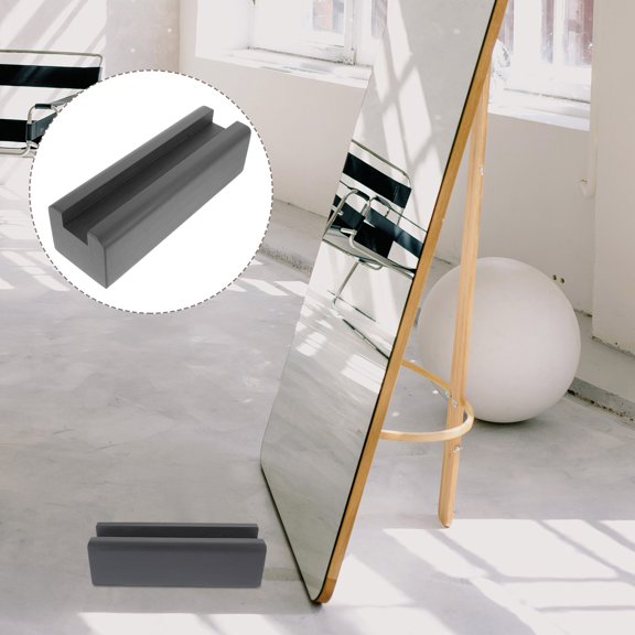 MIPCASE Floor Mirror Holder Set with Dark Grey Wooden Rectangular Base, Large Non- Support Stand for Home and Bedroom Use