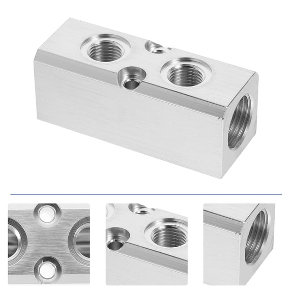 MIPCASE 1Set Pneumatic Manifold Fitting Iron Zinc Alloy Air Distribution Block for Compressors 7.7X3.1X3.1in