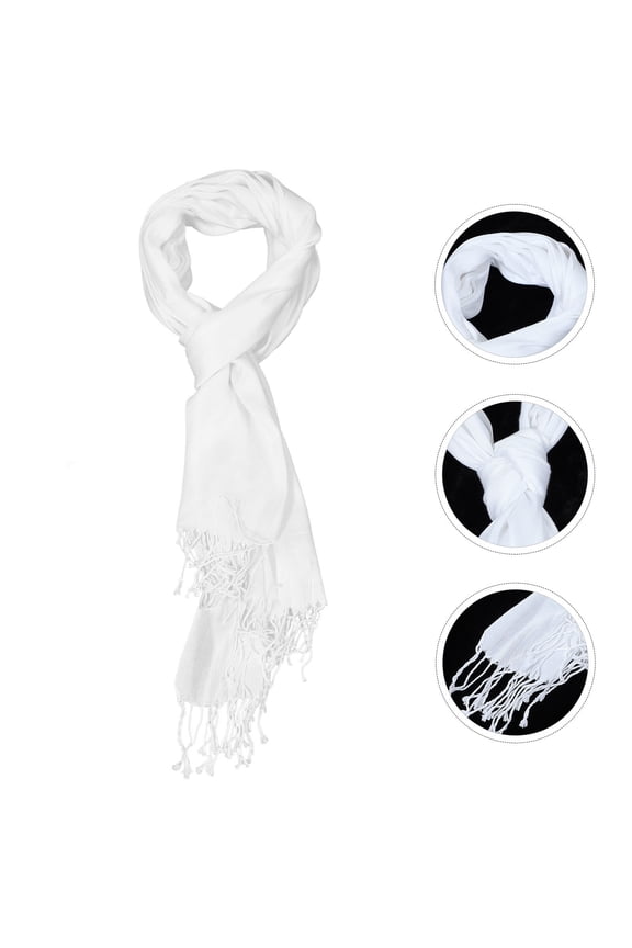 1pc Soft Scarf White Cotton Practical Tie-dye Scarf Simple Design for DIY Crafts