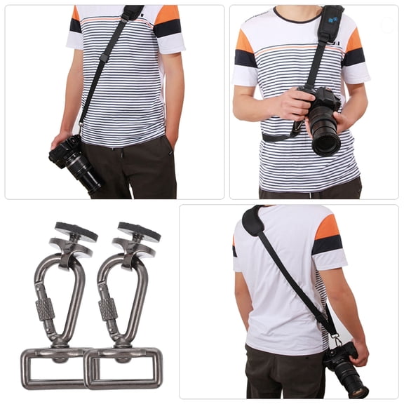 MIPCASE Camera Holder Strap with Dual Hooks, Black Nickel Finish, and Secure Outdoor Photography Accessory