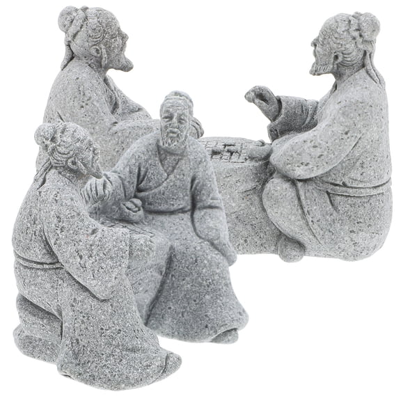 MIPCASE 2Pcs Micro Landscape Ornament Grey Stone Table Game Decorative Statue for Home Garden Zen Decor