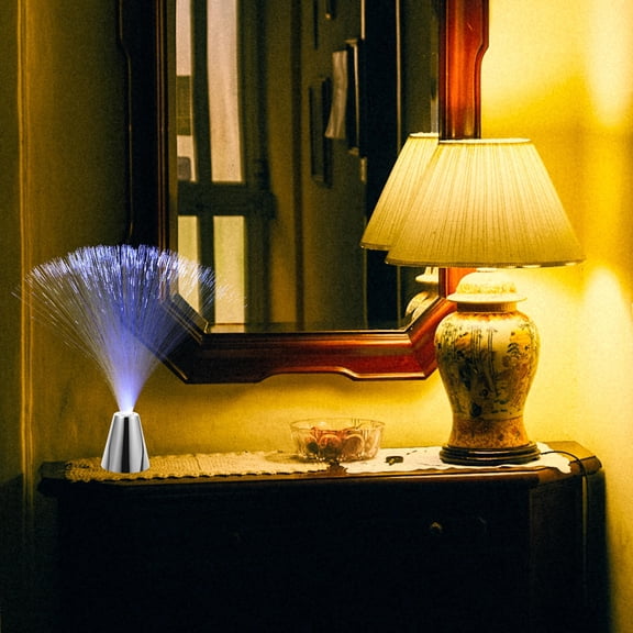 MIPCASE 2Pcs Color Changing Fiber Optic Light Plastic Abs Fountain Shape Home Decorative Light 13.6X3X3In