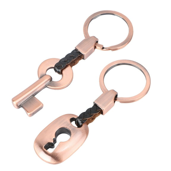 MIPCASE 2-Pack Couples Keychains with Red Bronze Lock Charm, Stylish Keyring Set for Men and Women, Perfect