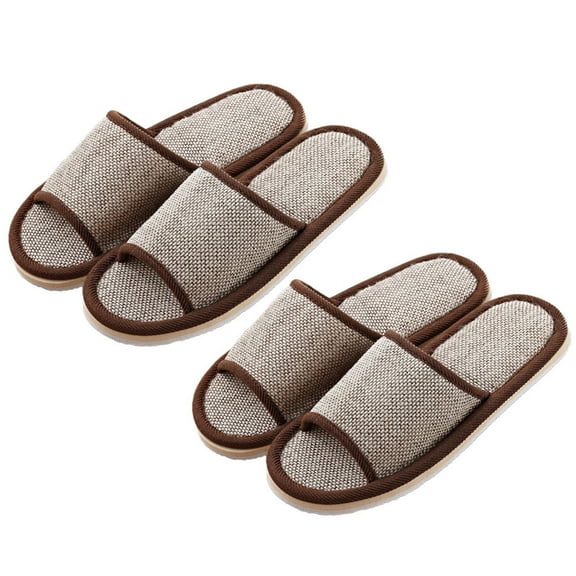 MIPCASE 2Pcs Hotel Use Slippers for Men Linen Lightweight Indoor Slippers