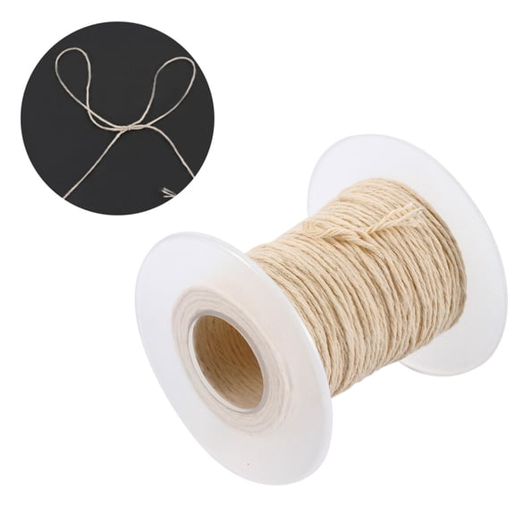 MIPCASE 2Pcs Pure Cotton Flat Wick Cotton Thread for Non Smoke Burning in Beige for Craft Projects