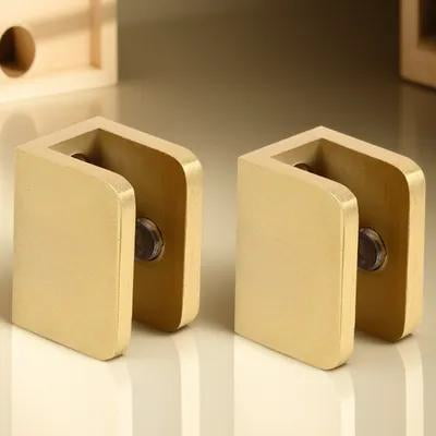 MIPCASE 2Pcs Golden Glass Shelf Bracket Metal Clamp for Staircase Handrail with Corrosion Resistant Finish