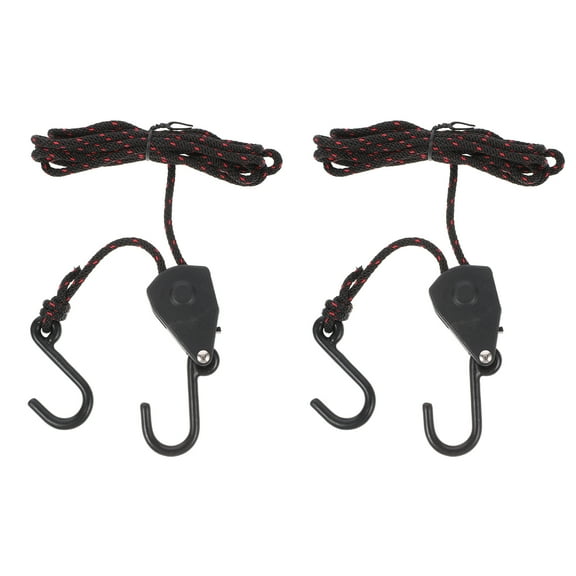 MIPCASE 2Pcs Black Nylon Rope Hangers with Pulley and Hooks for Kayak and Canoe Tie Downs